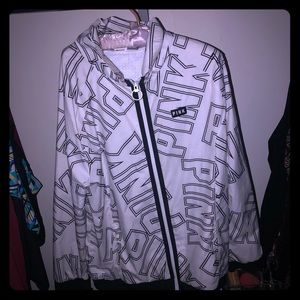 All white & black pink jacket . Barley used